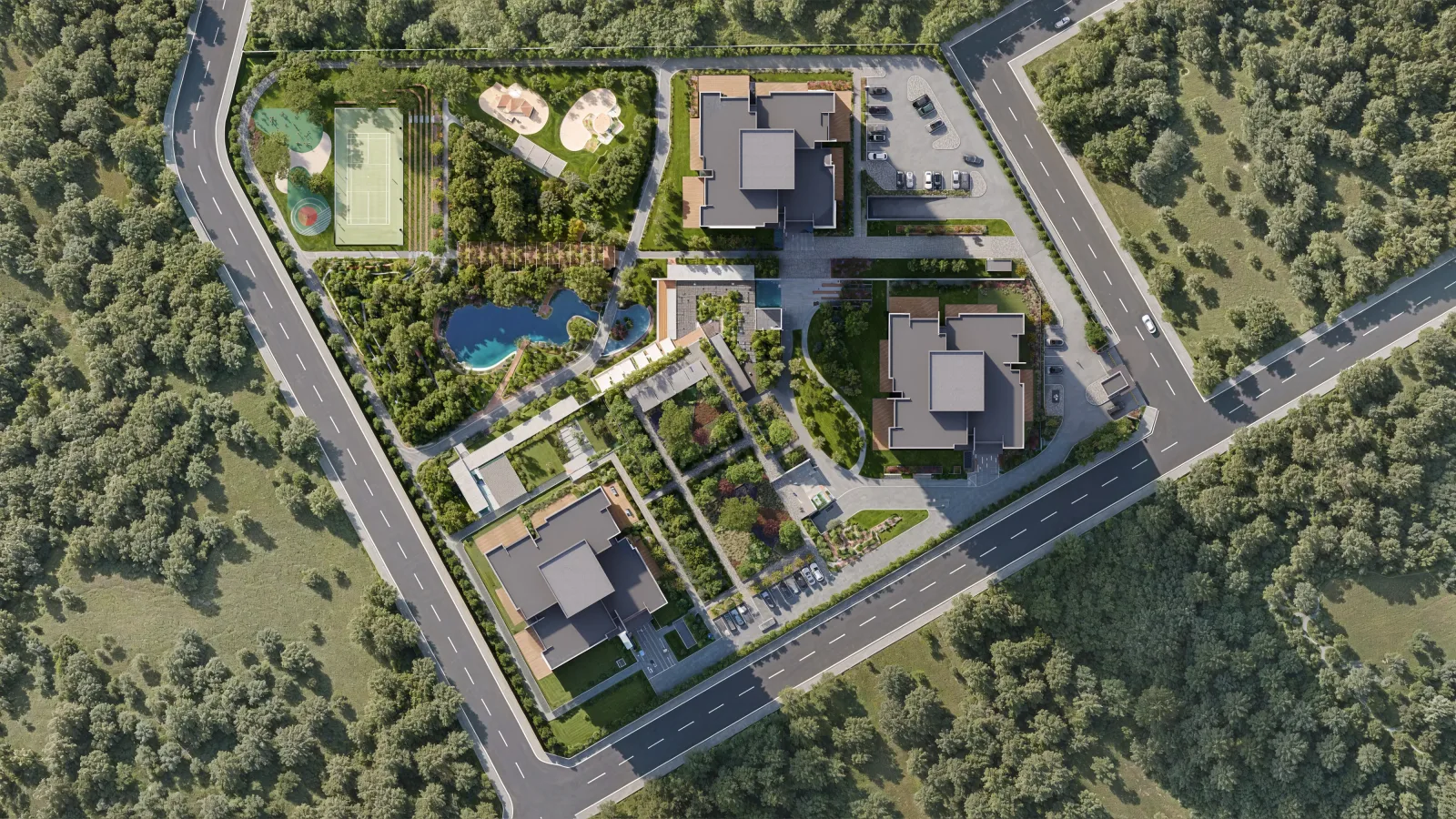TONA Life site plan — layout of the blocks and landscaped grounds